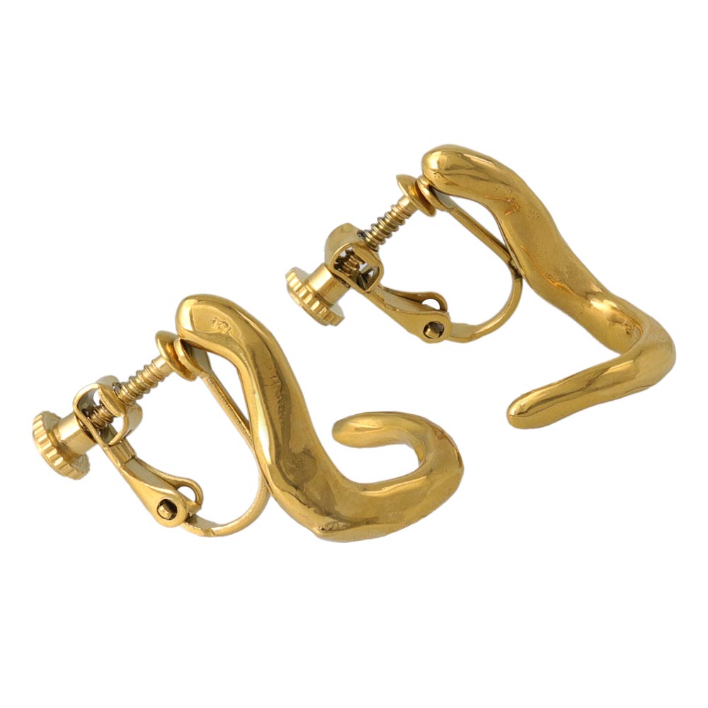 Gold Tone Surgical Steel Curve Clip Ons