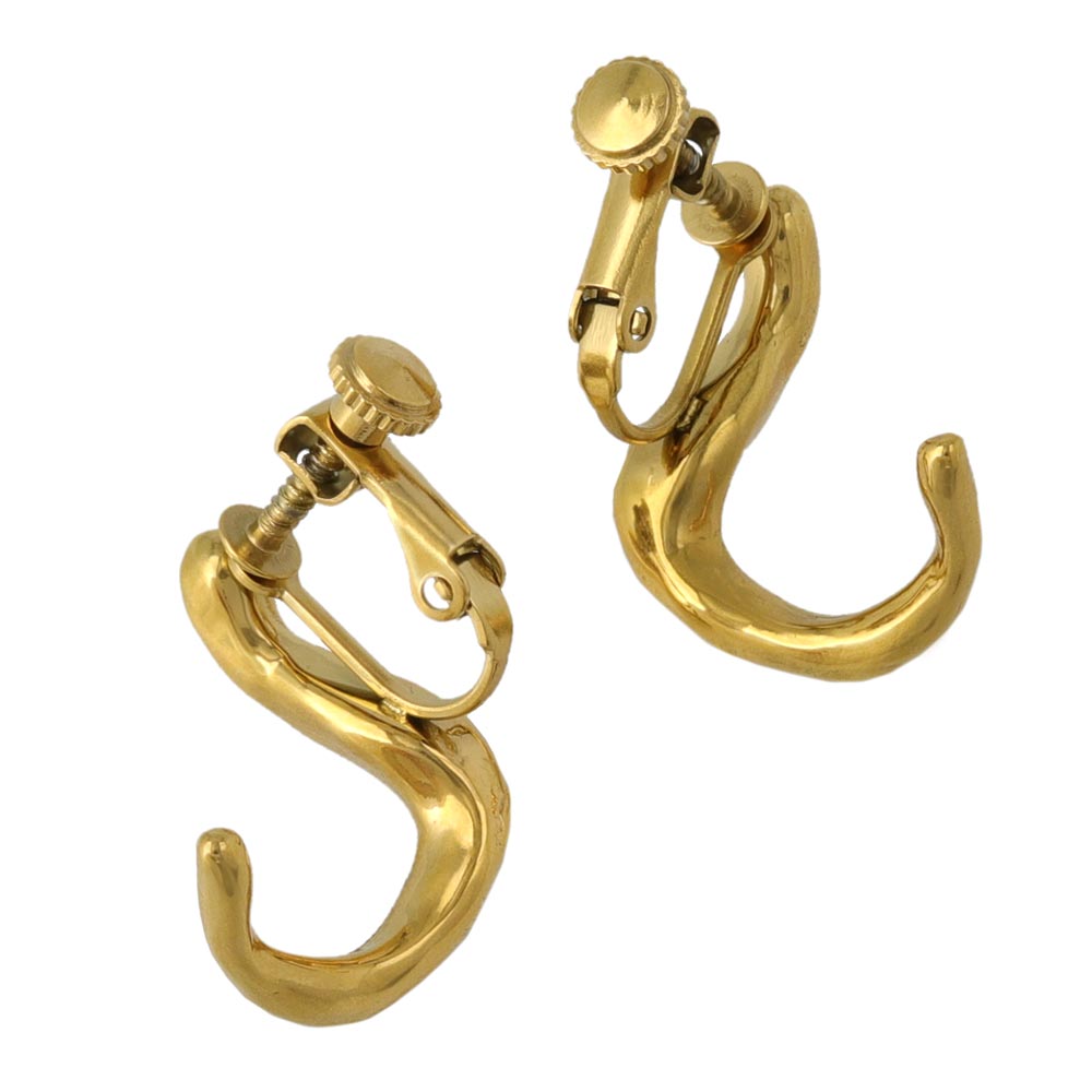 Gold Tone Surgical Steel Curve Clip Ons