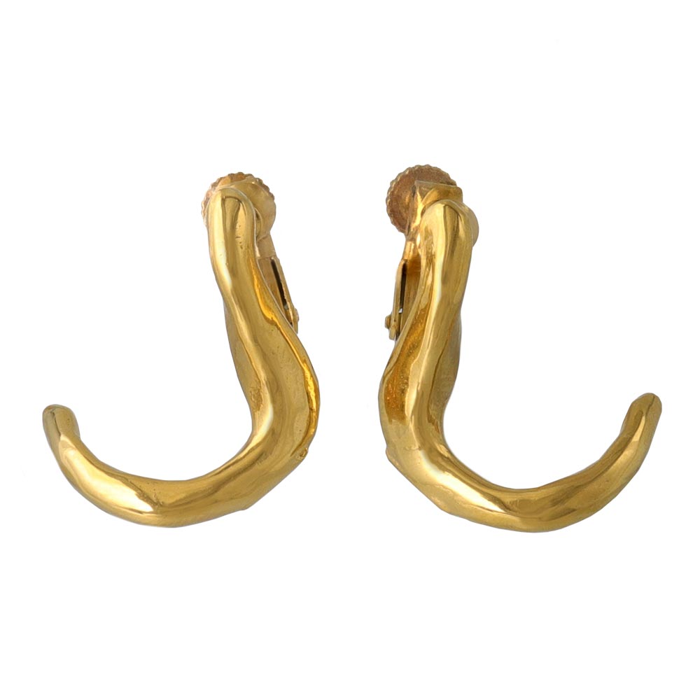 Gold Tone Surgical Steel Curve Clip Ons