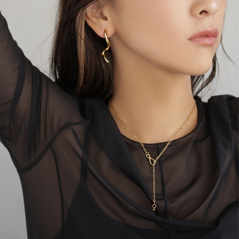Gold Tone Surgical Steel Paperclip Chain Necklace