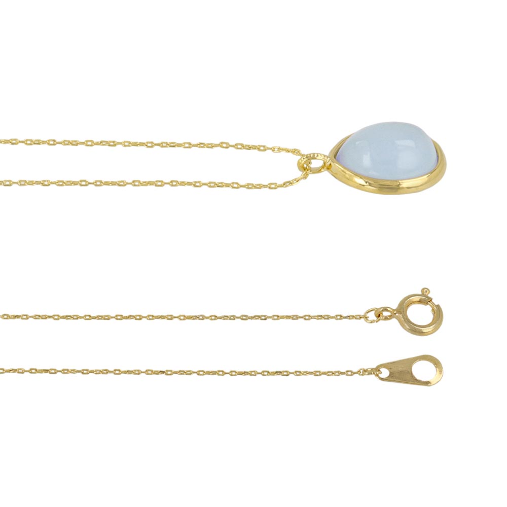 Blue Oval Glass Jewel Necklace