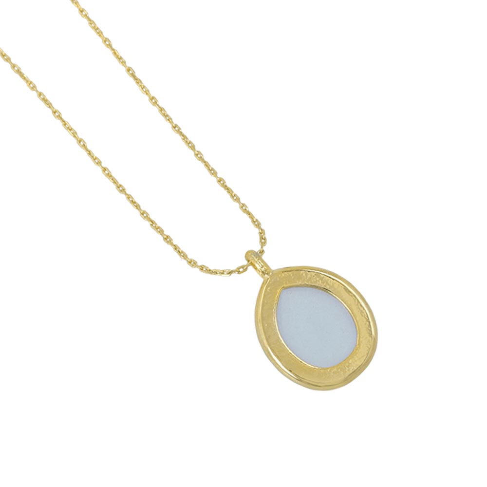 Blue Oval Glass Jewel Necklace