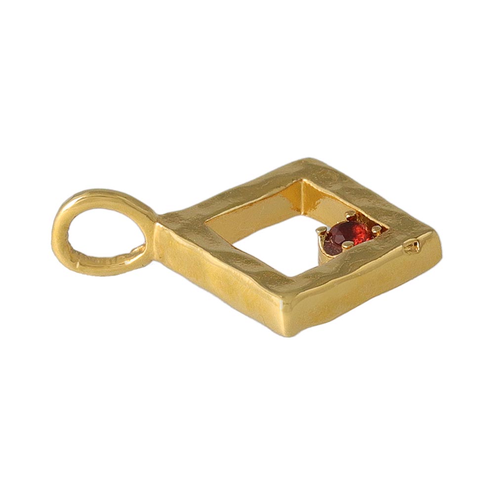 Gold Tone Square Necklace Charm