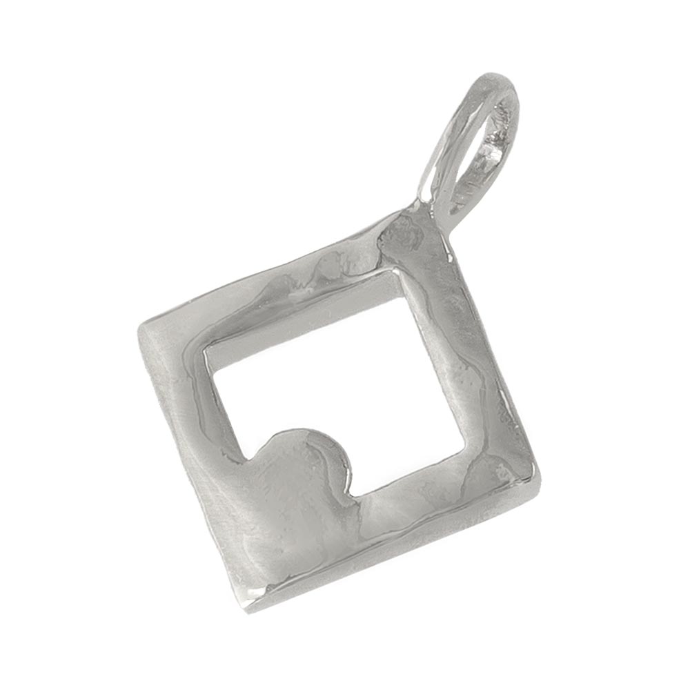 Silver Tone Square Necklace Charm
