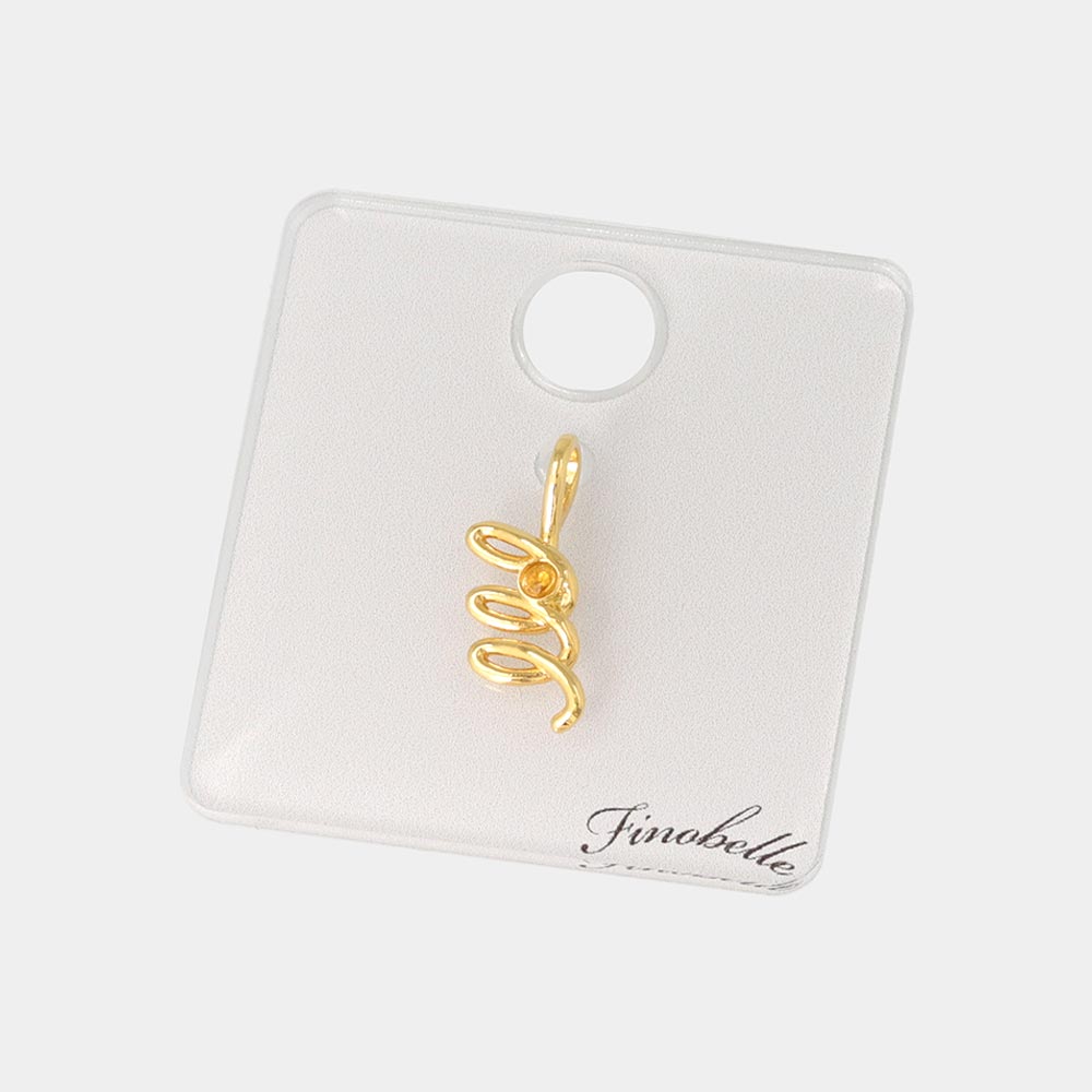 Gold Tone Spiral Necklace Charm