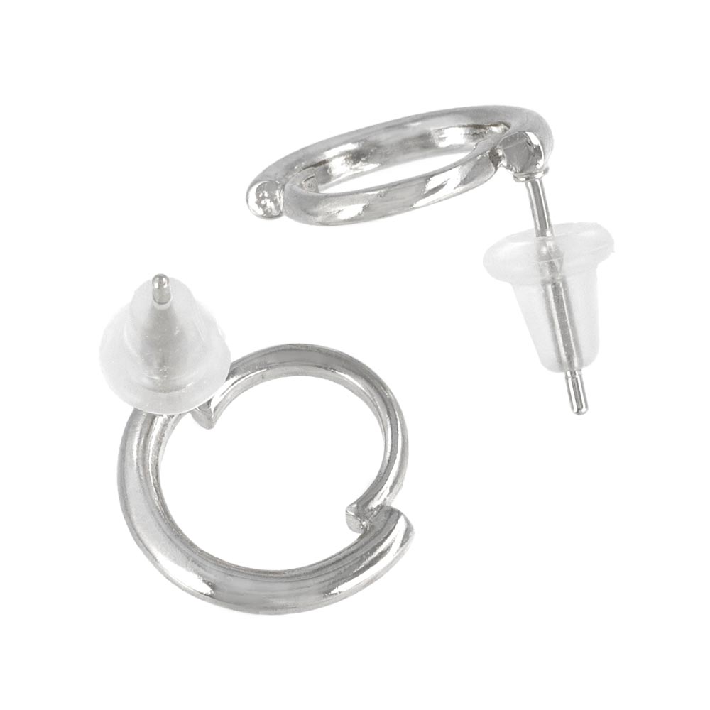 Rhodium Plated Irregular Circle Studs