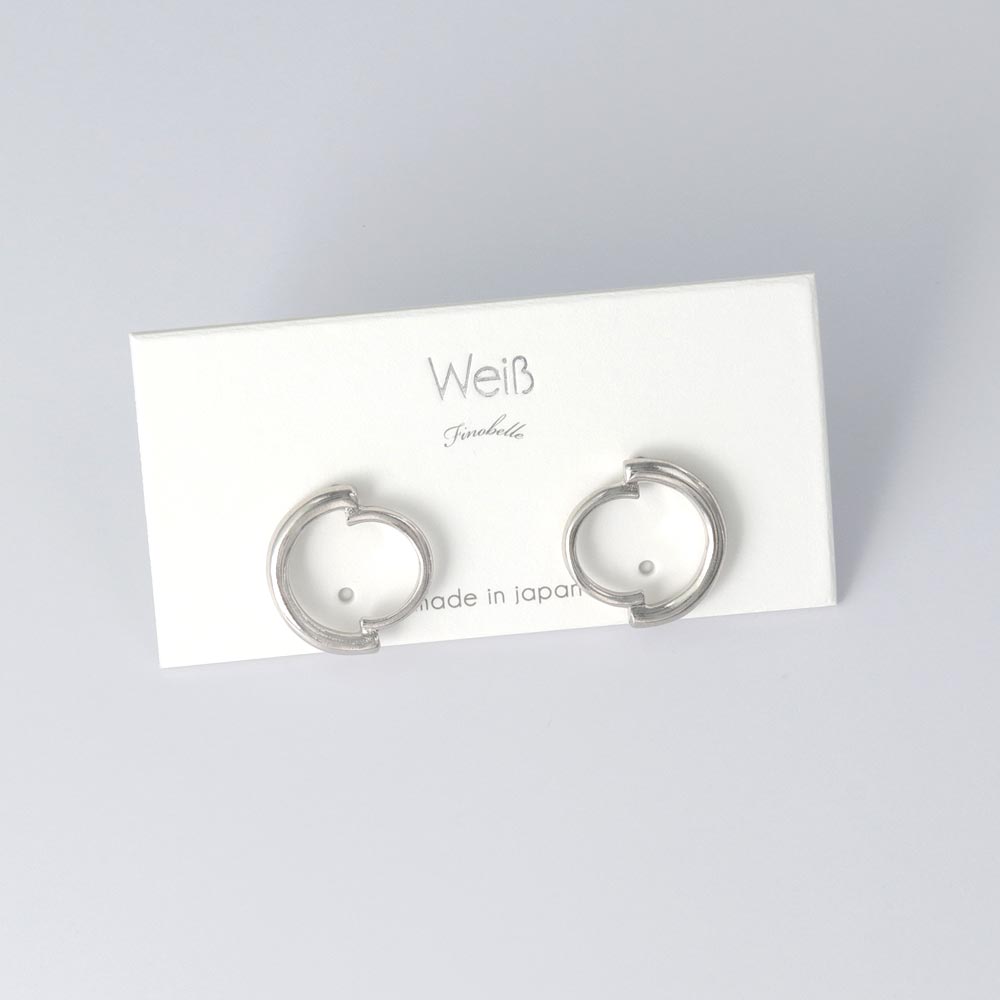 Rhodium Plated Irregular Circle Studs