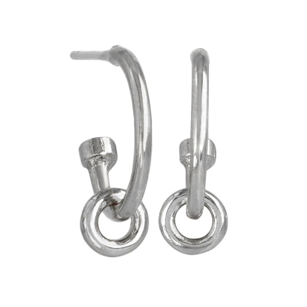 Rhodium Plated Twin Hoop Earrings