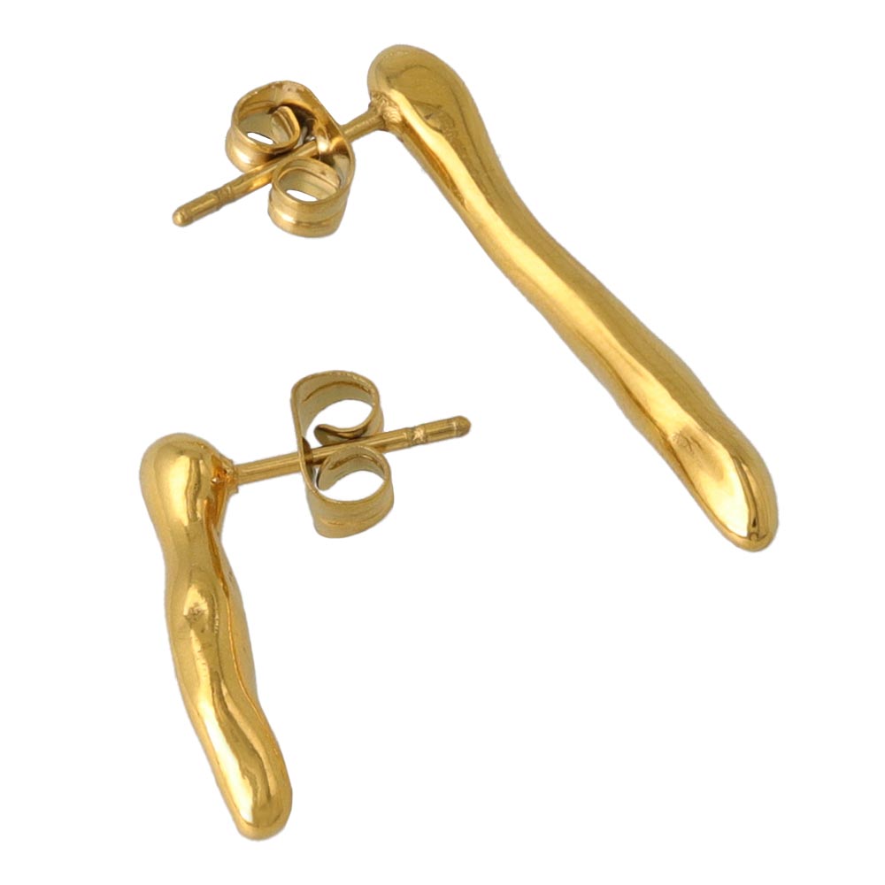 Gold Tone Surgical Steel Uneven Bar Earrings