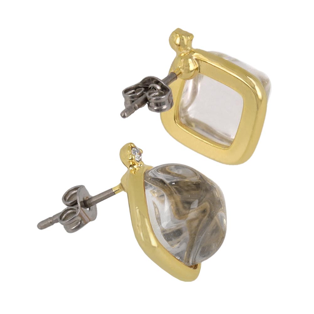 Clear Square Glass Jewel Studs