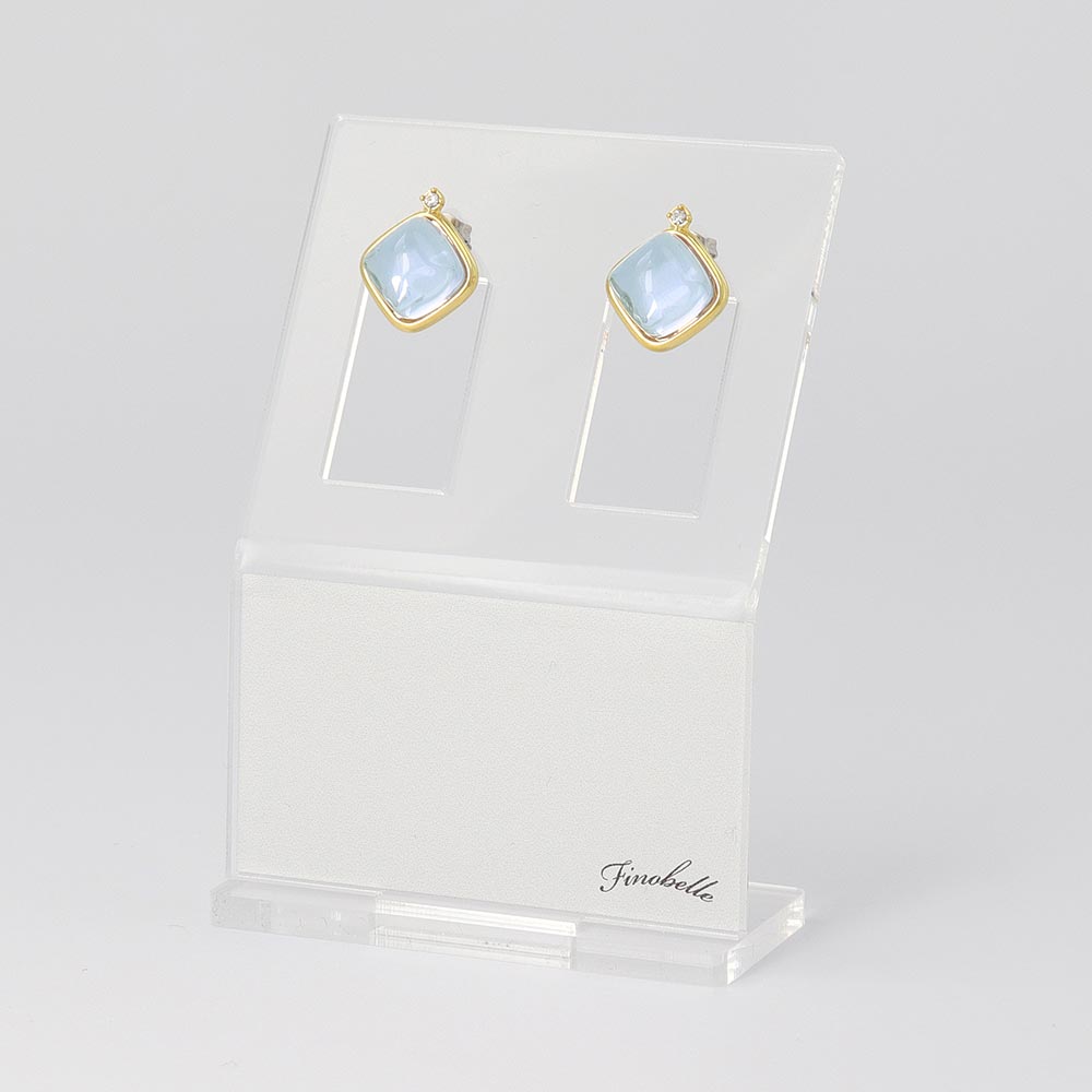 Blue Square Glass Jewel Studs