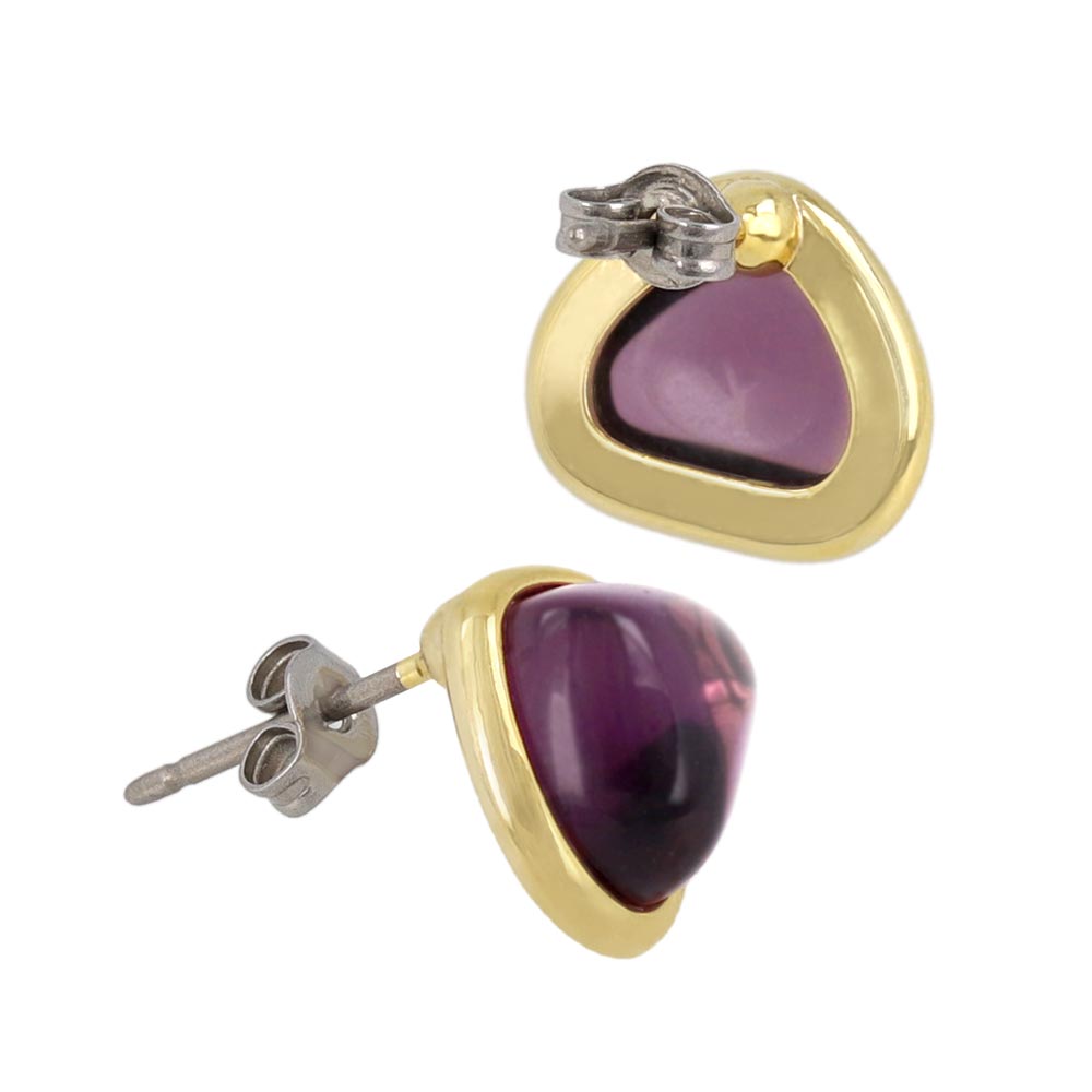 Purple Triangle Glass Jewel Studs