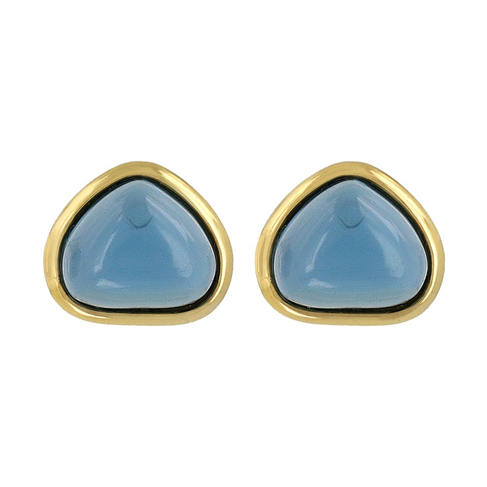 Blue Triangle Glass Jewel Studs