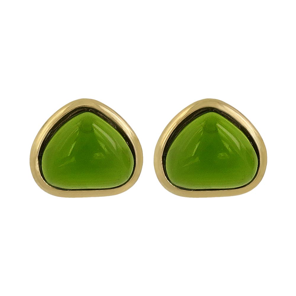 Green Triangle Glass Jewel Studs