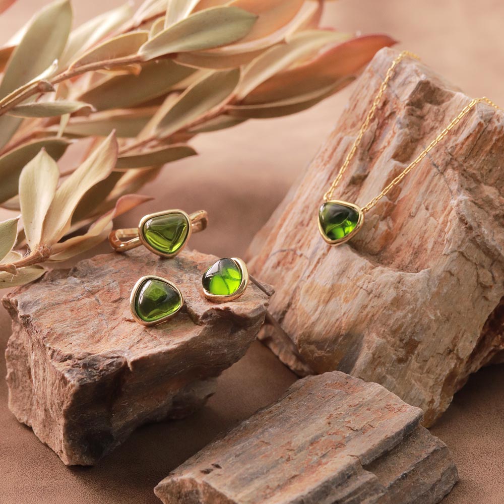 Green Triangle Glass Jewel Studs