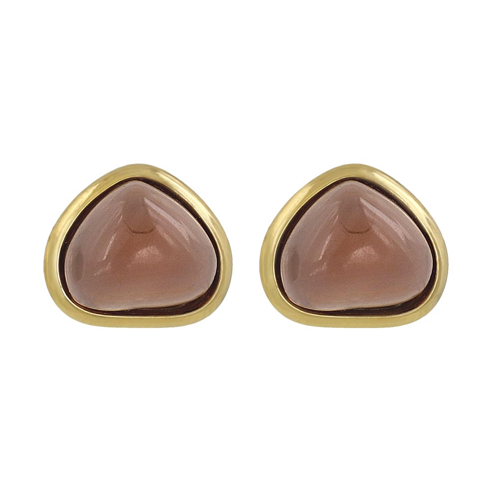 Brown Triangle Glass Jewel Studs