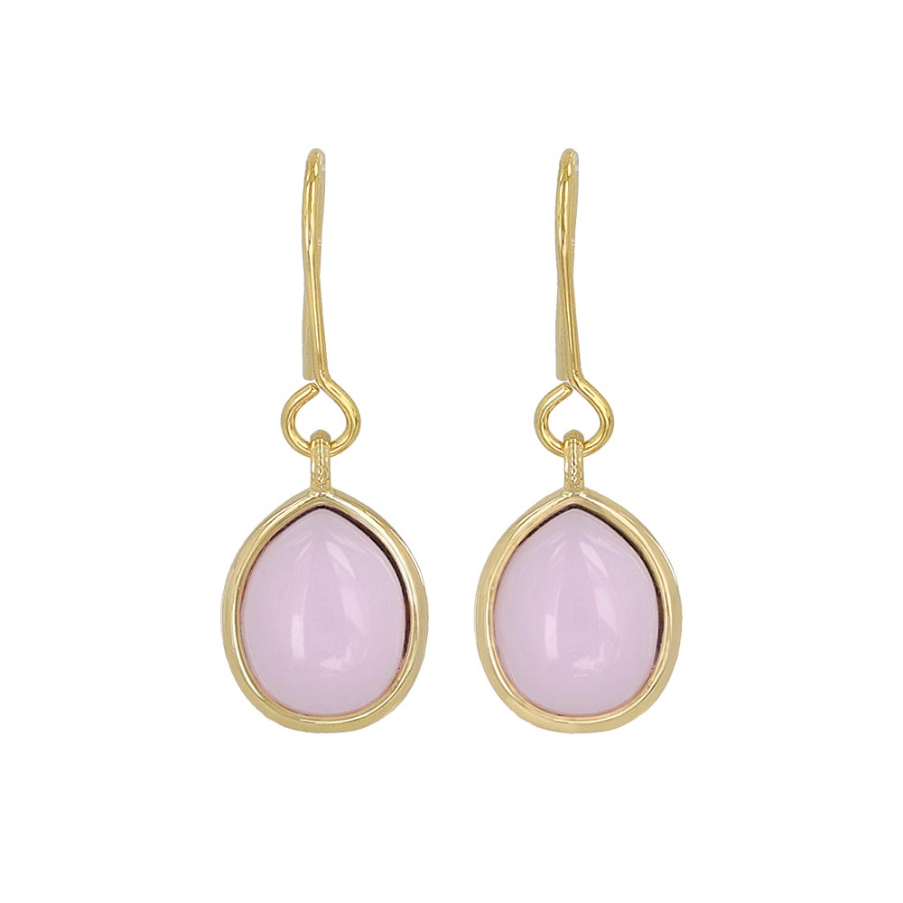 Purple Oval Glass Jewel Drop Earrings