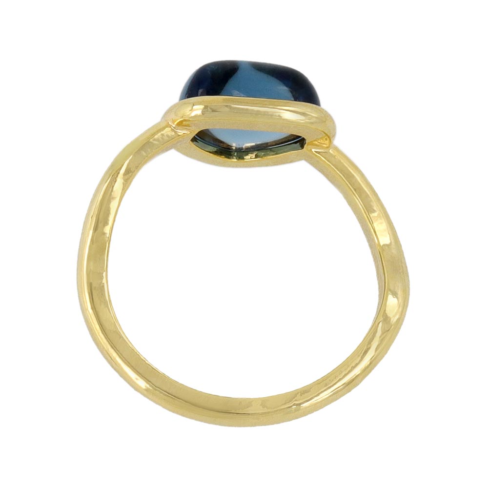 Blue Triangle Glass Jewel Ring
