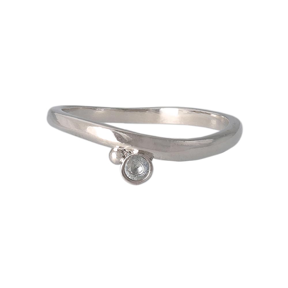 Silver Tone Curved Pinky Ring