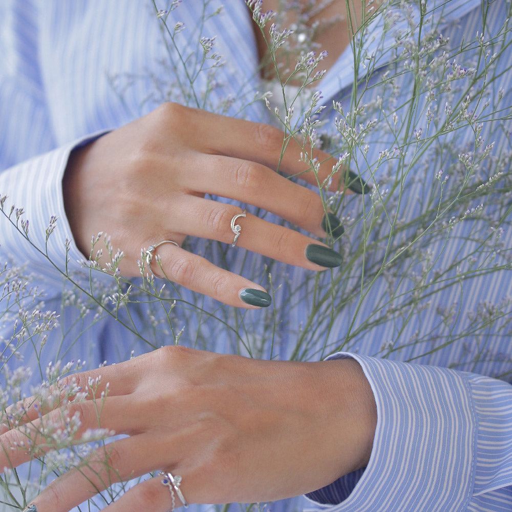 Silver Tone Arched Pinky Ring