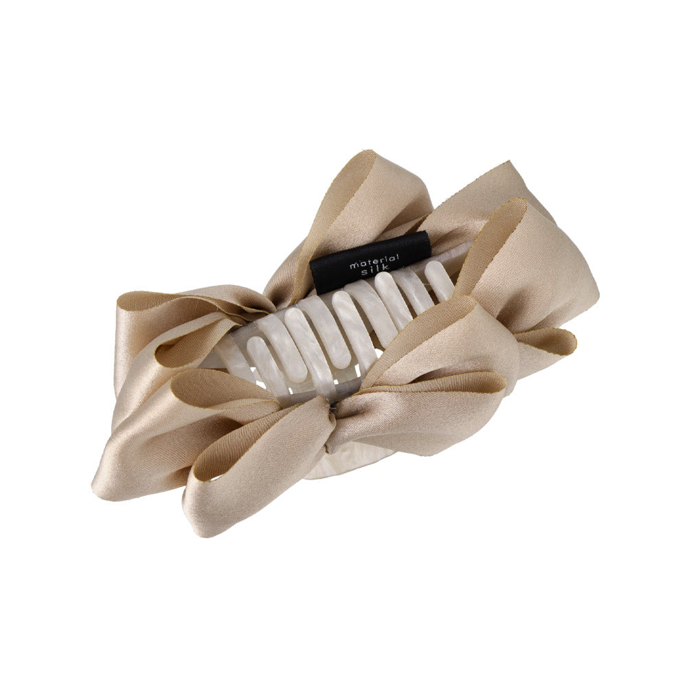 Layered Beige Bow Hair Claw