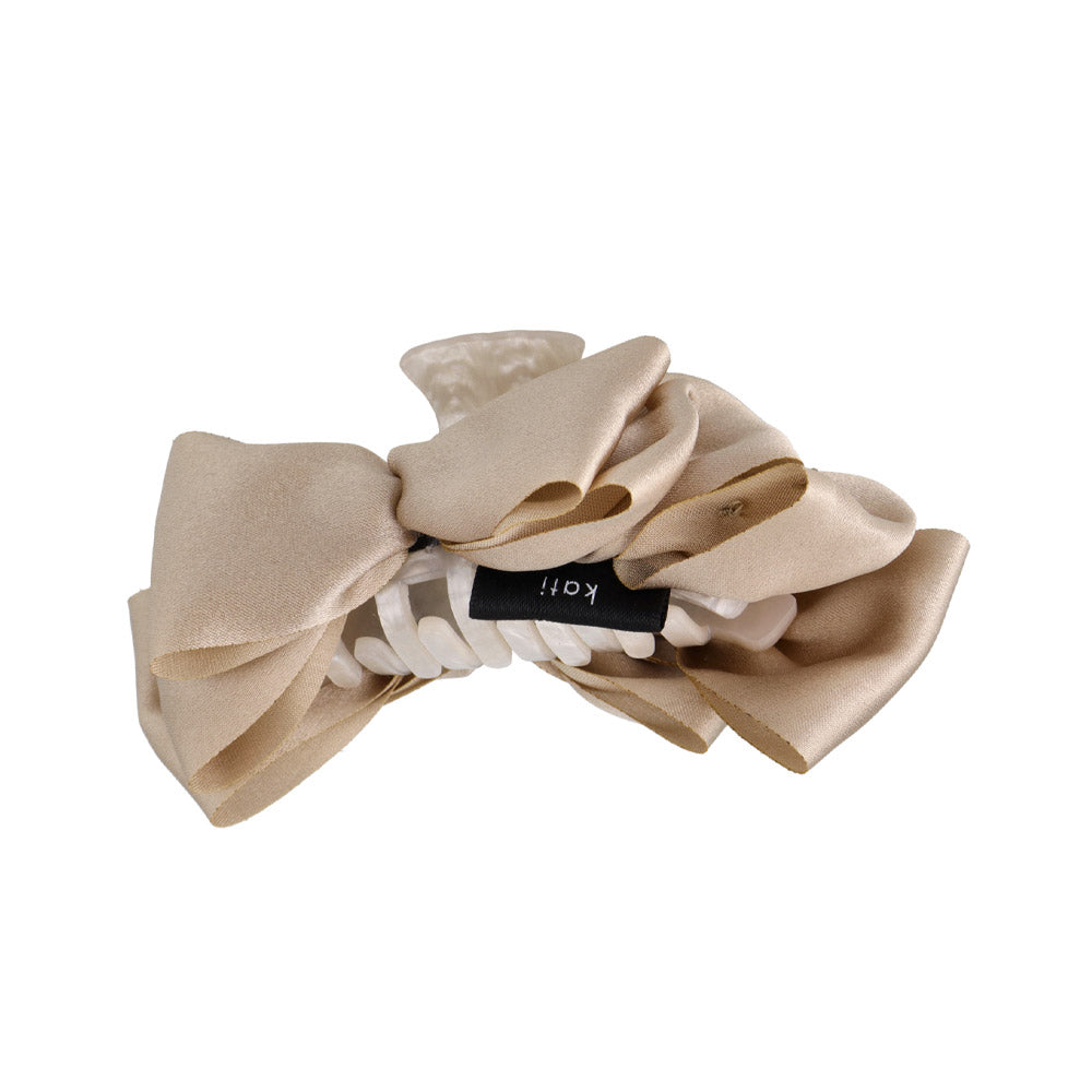 Layered Beige Bow Hair Claw