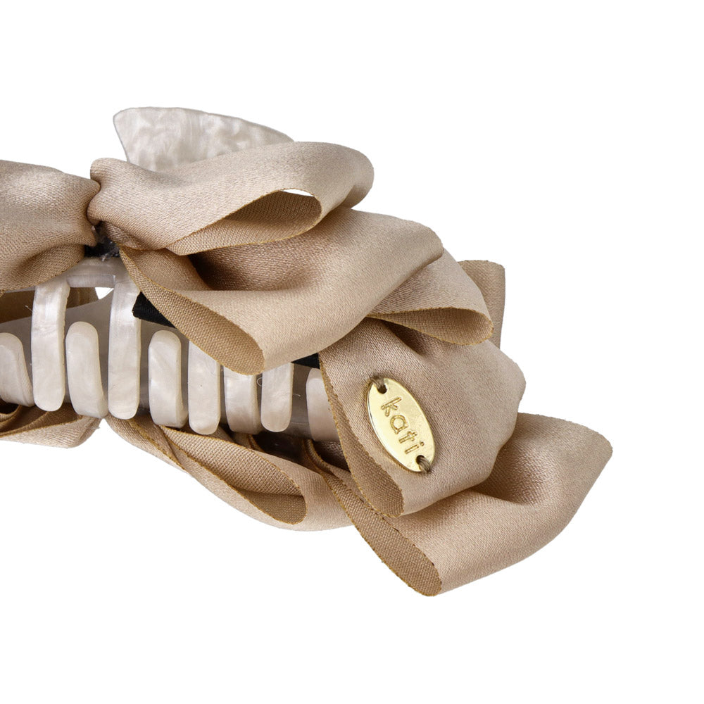 Layered Beige Bow Hair Claw