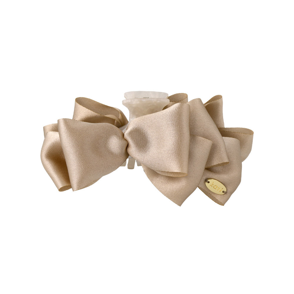 Layered Beige Bow Hair Claw