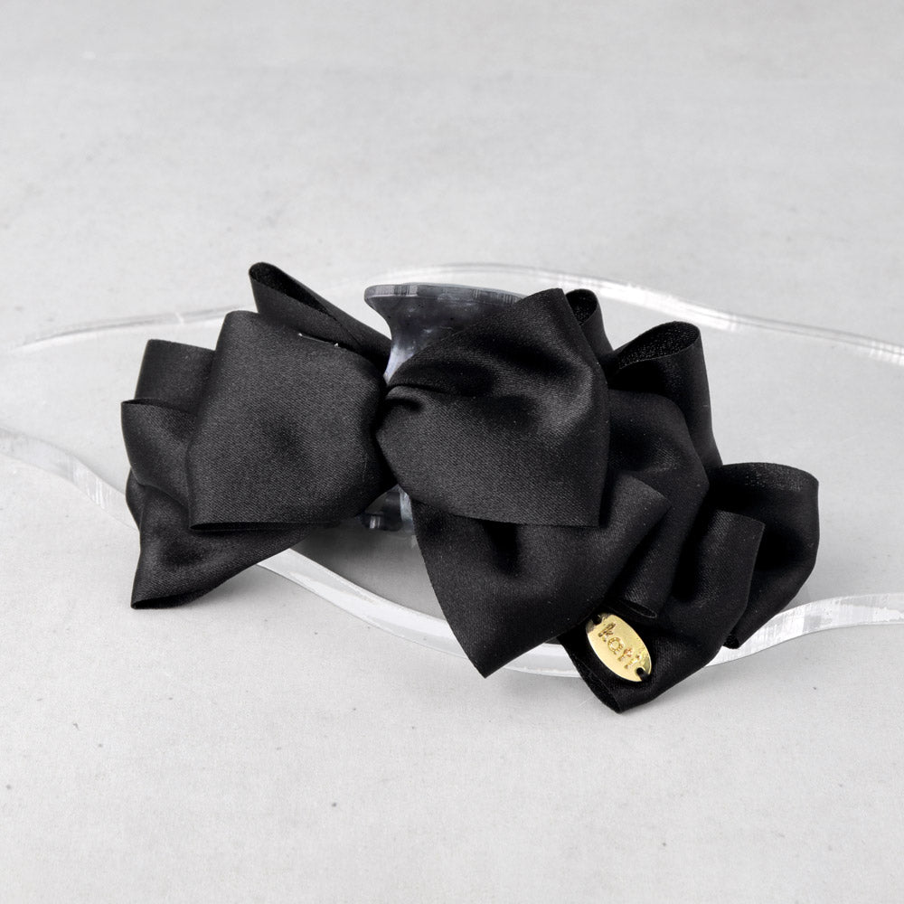 Layered Black Bow Hair Claw - osewaya