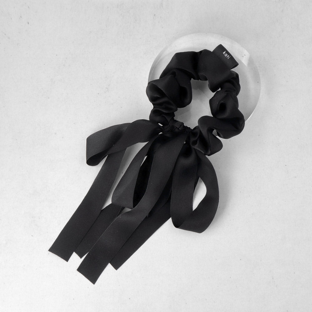 Draped Black Bow Scrunchie