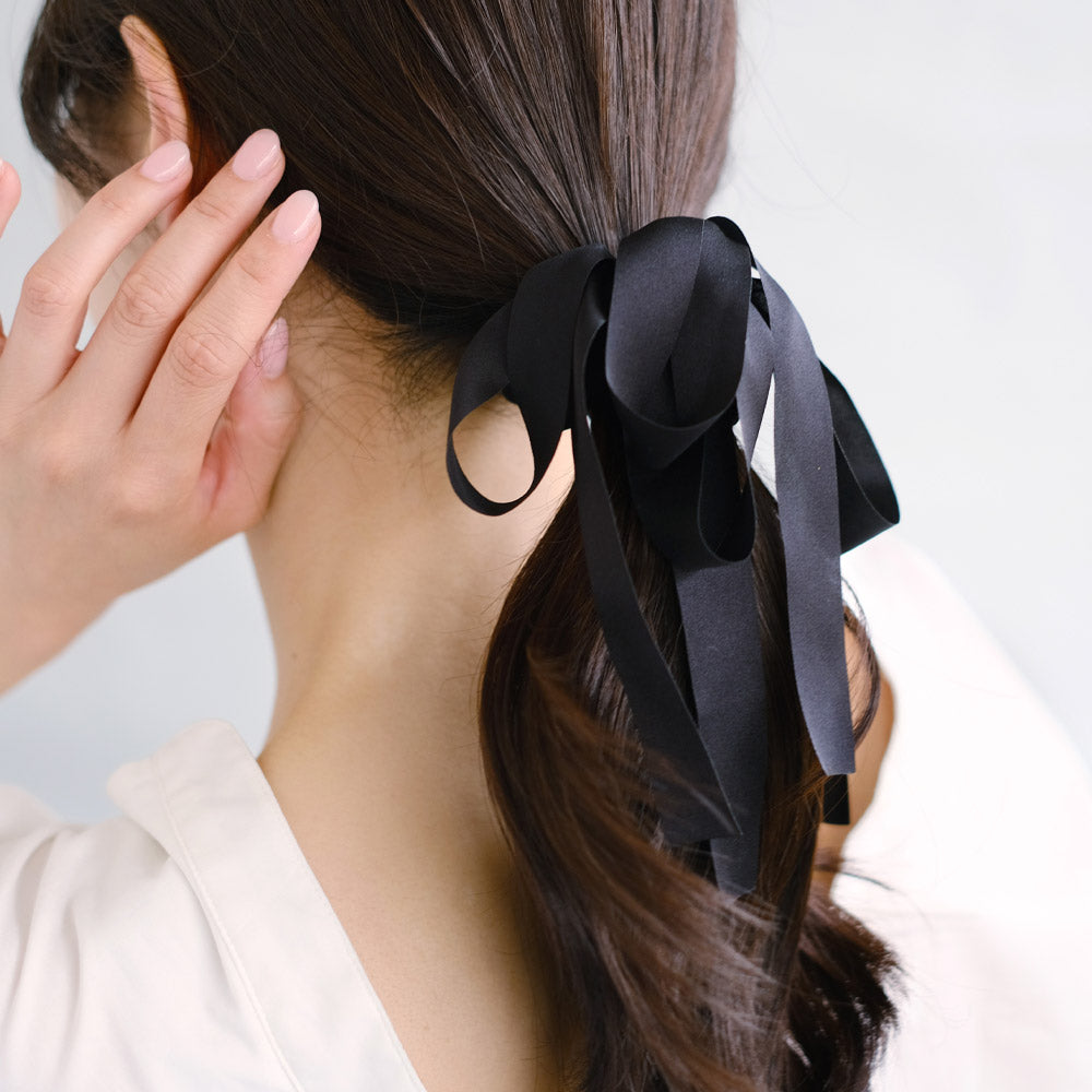 Draped Black Bow Scrunchie