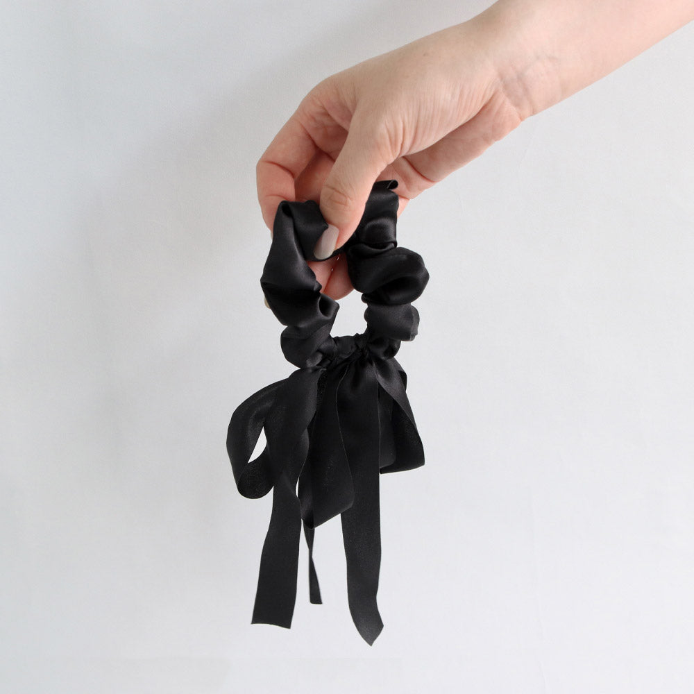 Draped Black Bow Scrunchie