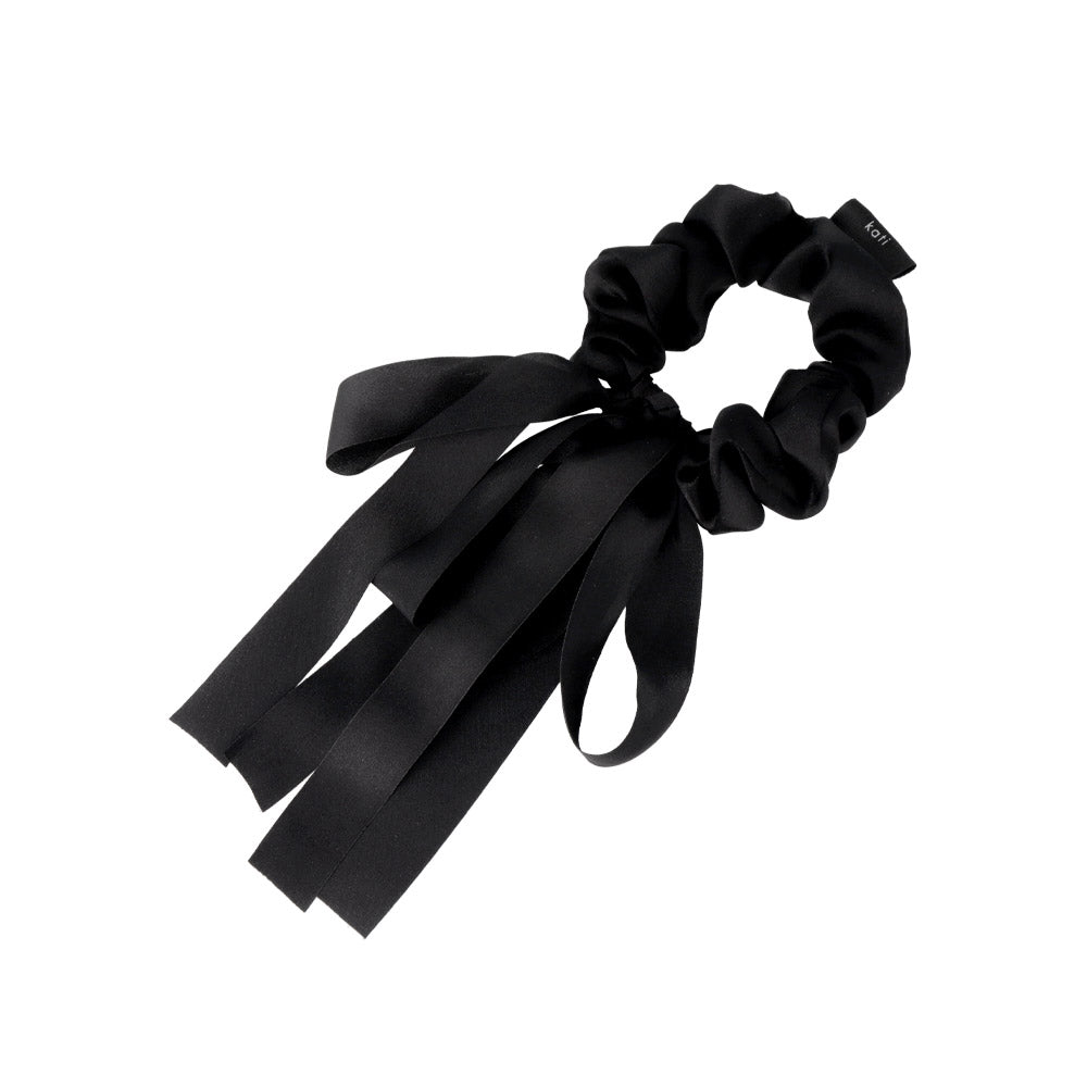 Draped Black Bow Scrunchie