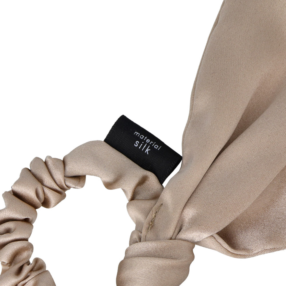 Asymmetric Beige Bow Scrunchie