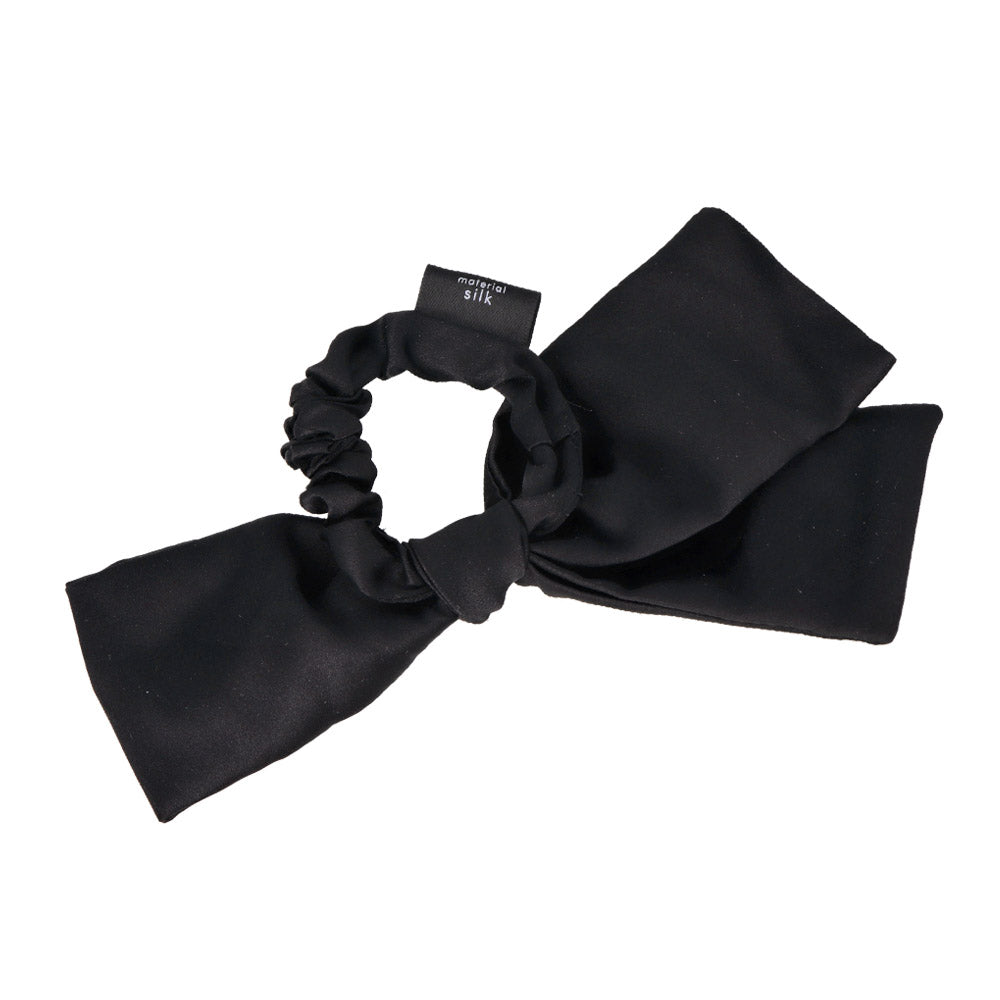 Asymmetric Black Bow Scrunchie