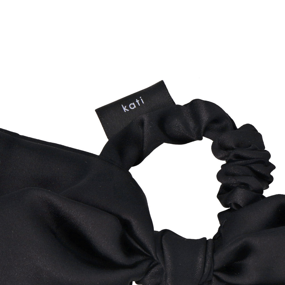 Asymmetric Black Bow Scrunchie
