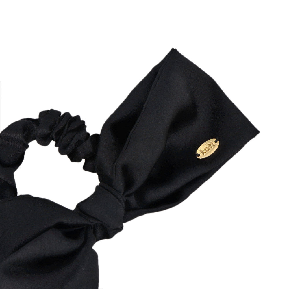 Asymmetric Black Bow Scrunchie