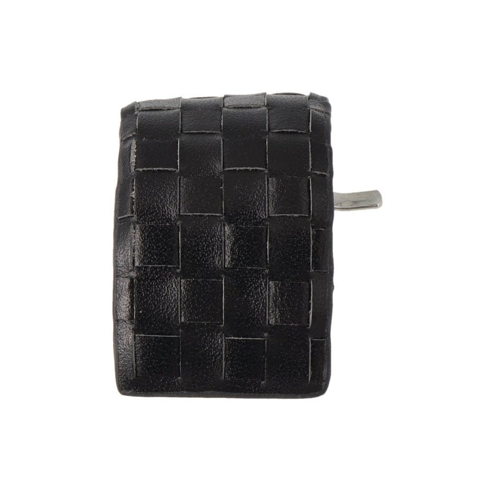 Rectangle Braided Black Leather