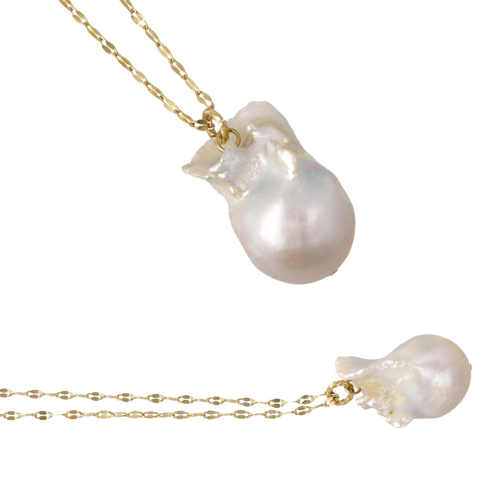 Baroque Pearl Gold Tone Chain Necklace