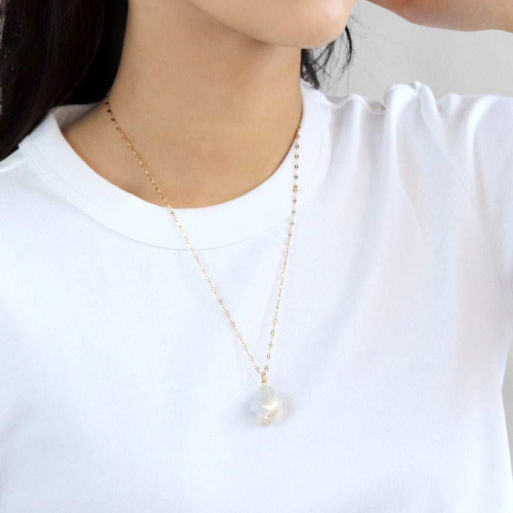 Baroque Pearl Gold Tone Chain Necklace