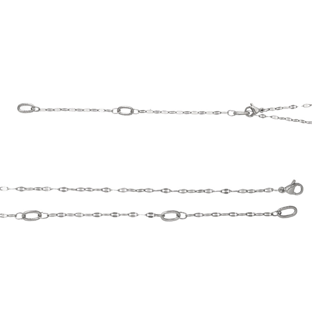 Baroque Pearl Silver Tone Chain Necklace