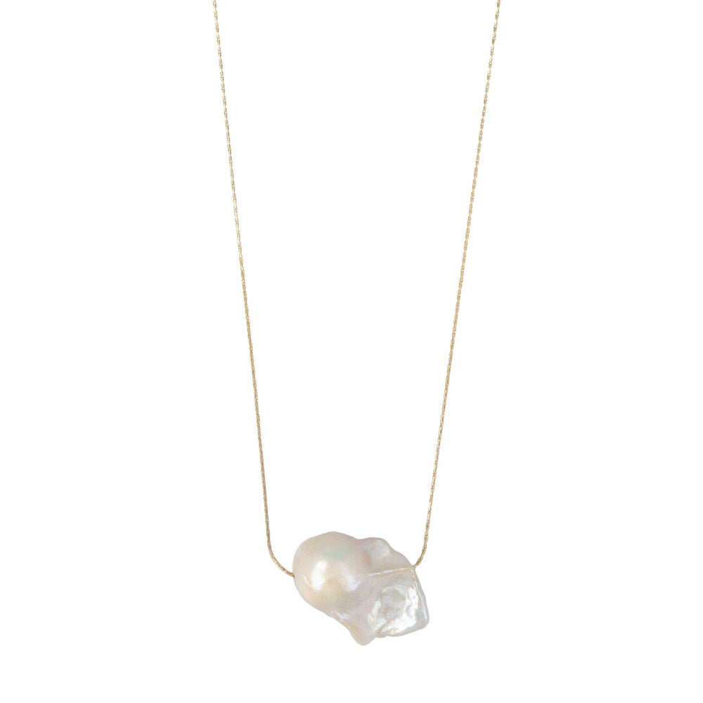 Baroque Pearl Gold Tone Slider Necklace