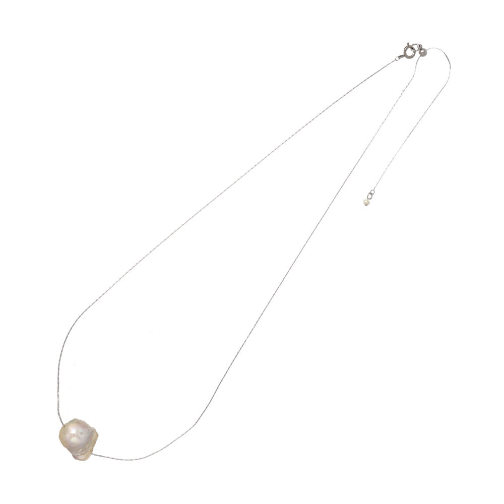 Baroque Pearl Silver Tone Slider Necklace