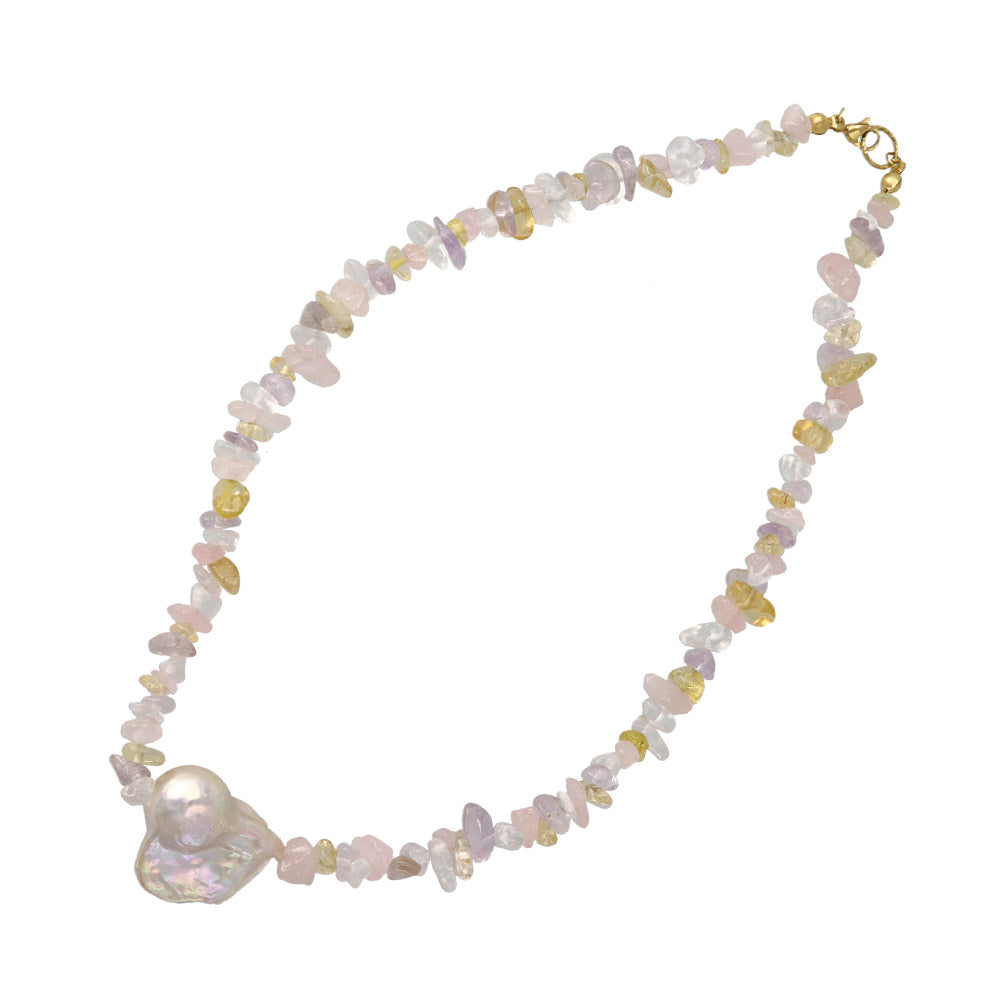 Baroque Pearl Colorful Gravel Necklace