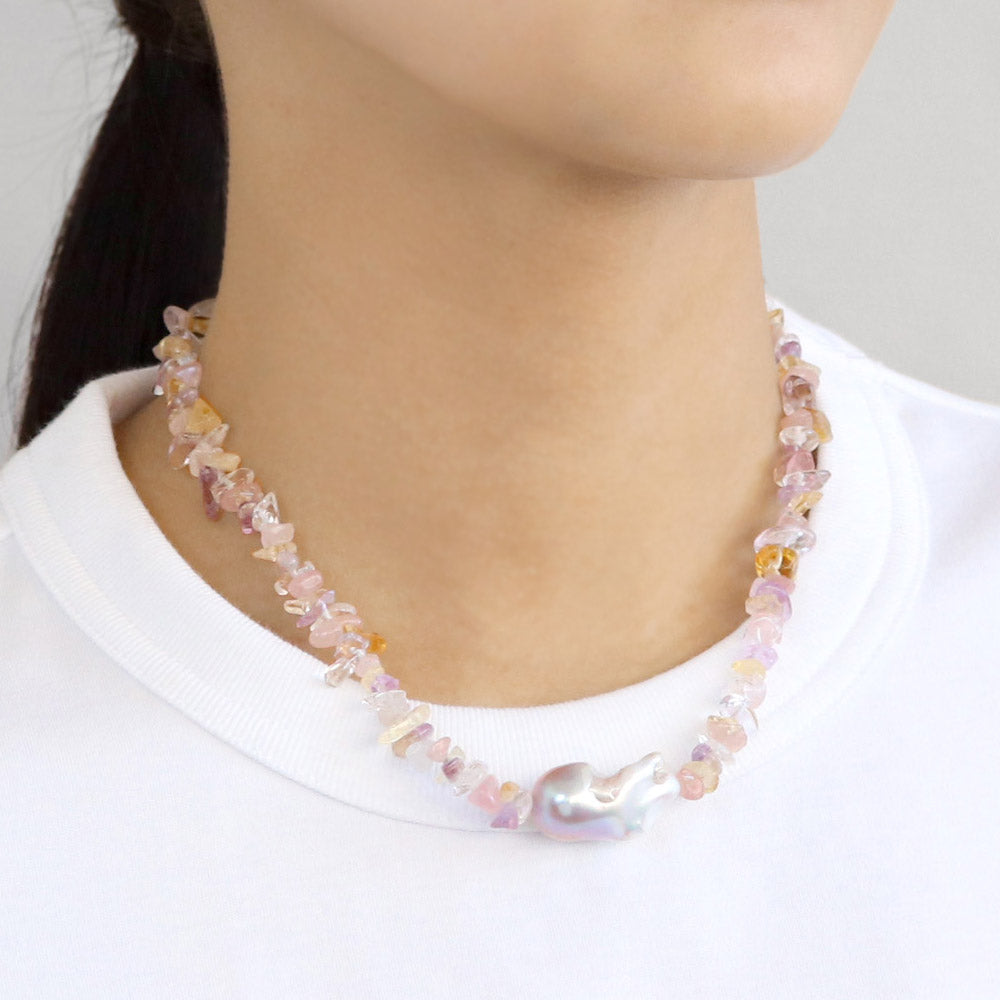 Baroque Pearl Colorful Gravel Necklace
