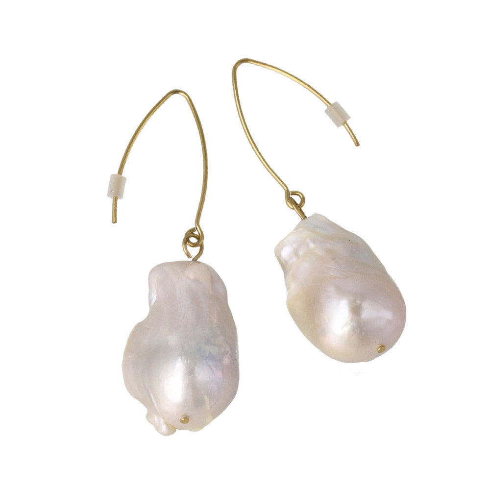 Baroque Pearl Gold Tone Hook Earrings
