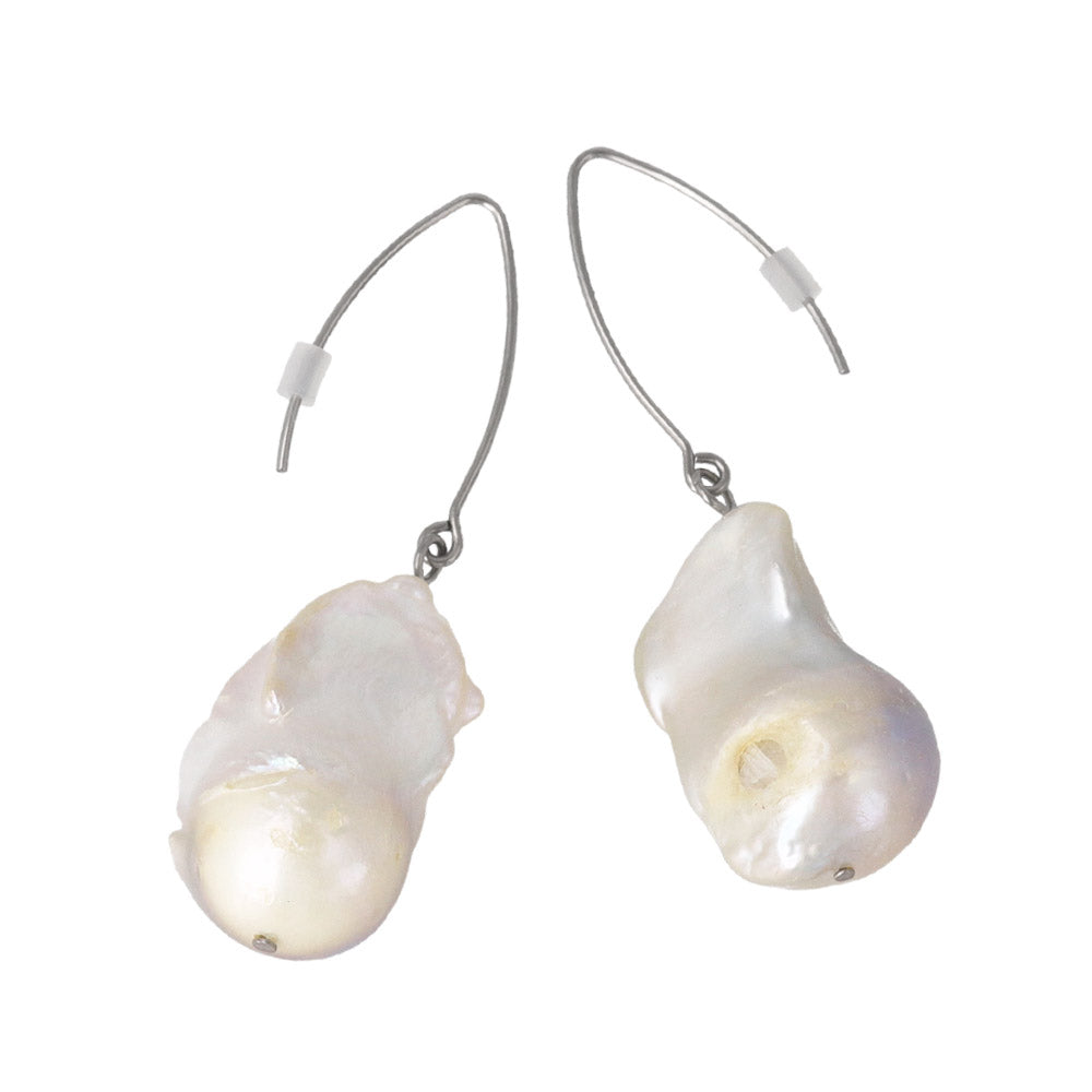 Baroque Pearl Silver Tone Hook Earrings