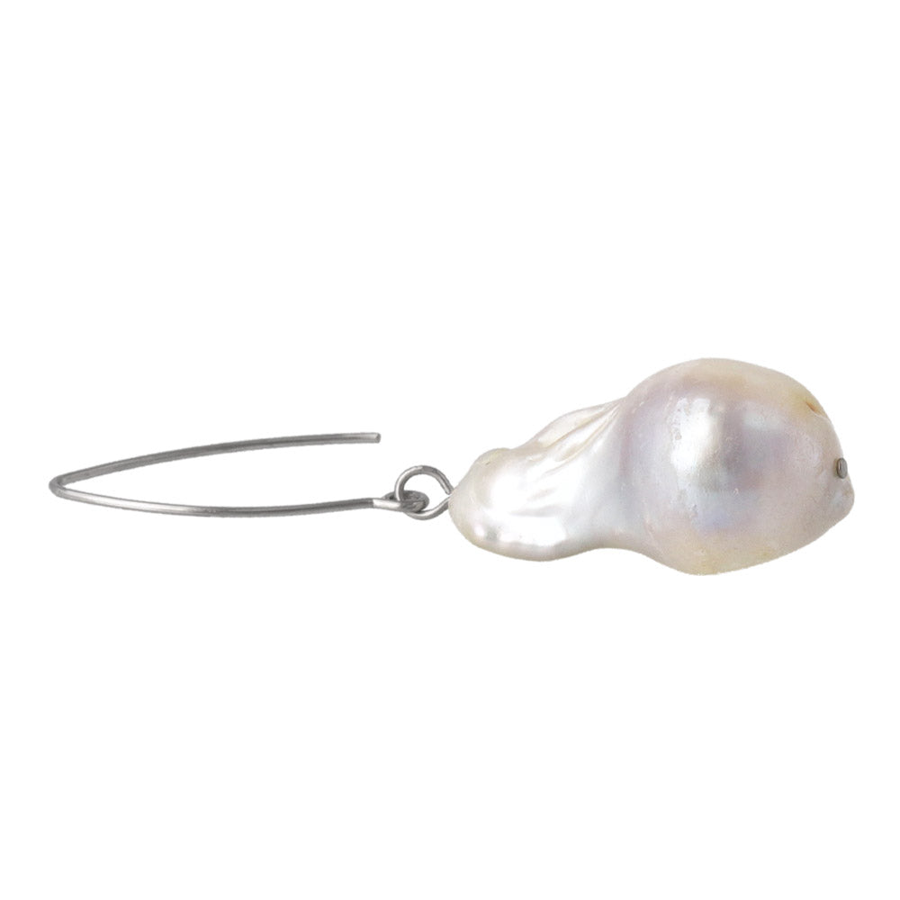 Baroque Pearl Silver Tone Hook Earrings