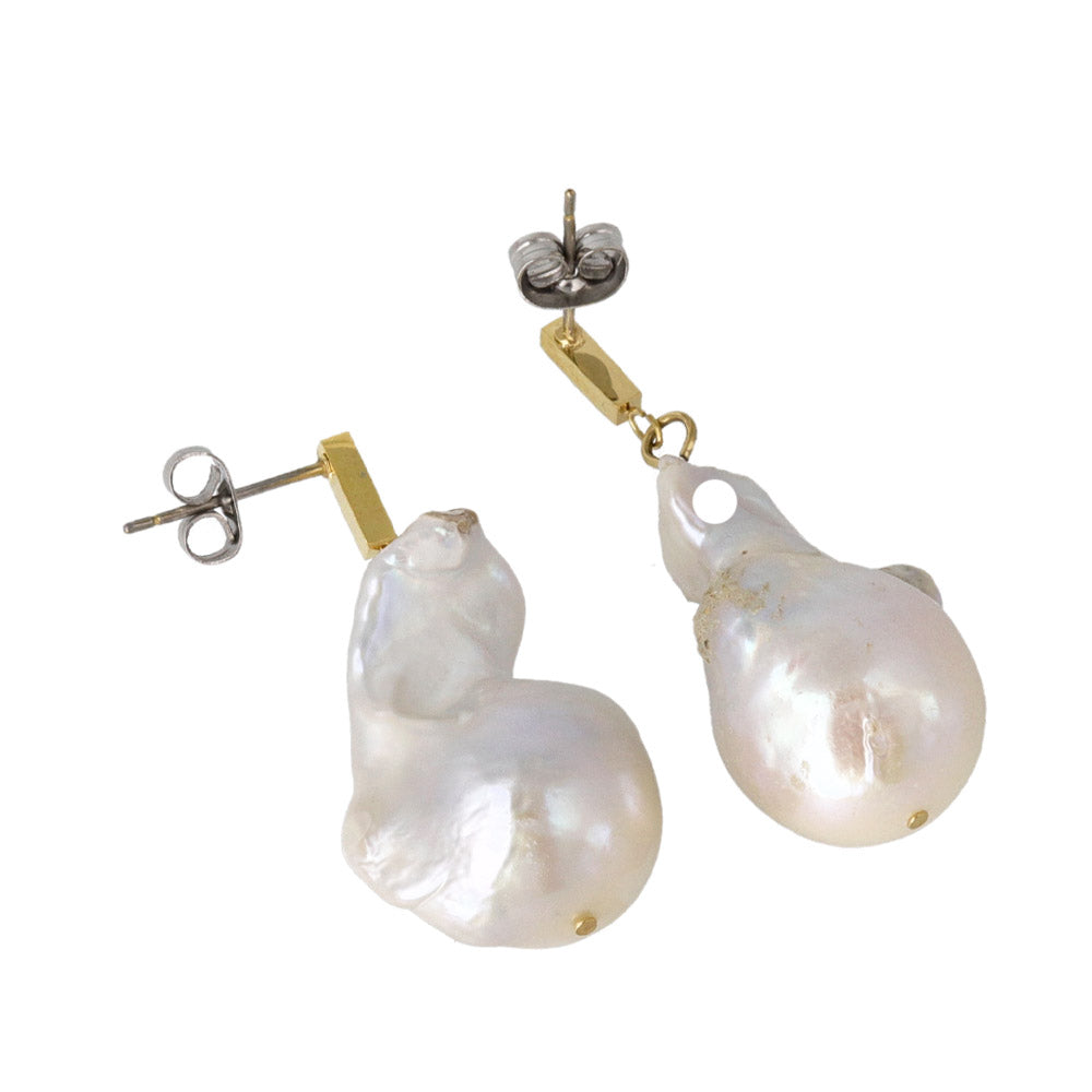 Baroque Pearl Drop Gold Tone Earrings