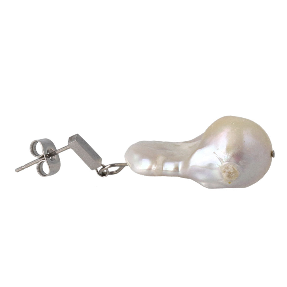 Baroque Pearl Drop Silver Tone Earrings